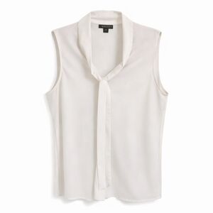 Kasper Sleeveless Tie-Neck Blouse | Ivory | Size Large